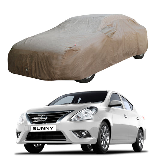 Oshotto Brown 100% Waterproof Car Body Cover with Mirror Pockets For Nissan Sunny