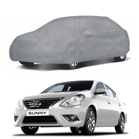 Oshotto 100% Dust Proof, Water Resistant Grey Car Body Cover with Mirror Pocket For Nissan Sunny