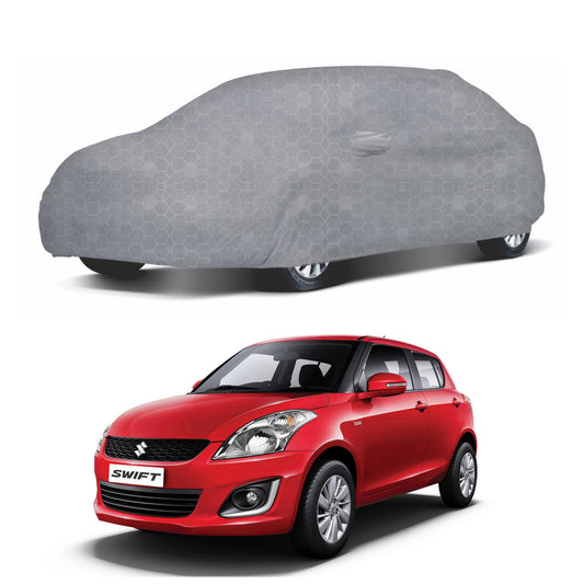 Oshotto 100% Dust Proof, Water Resistant Grey Car Body Cover with Mirror Pocket For Maruti Suzuki Swift Old