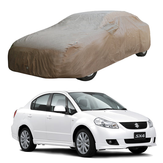 Oshotto Brown 100% Waterproof Car Body Cover with Mirror Pockets For Maruti Suzuki Sx4