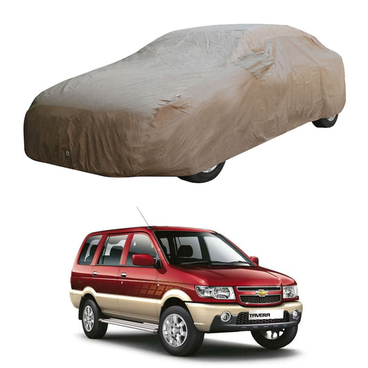 Oshotto Brown 100% Waterproof Car Body Cover with Mirror Pockets For Chevrolet Tavera