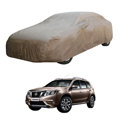 Oshotto Brown 100% Waterproof Car Body Cover with Mirror Pockets For Nissan Terrano