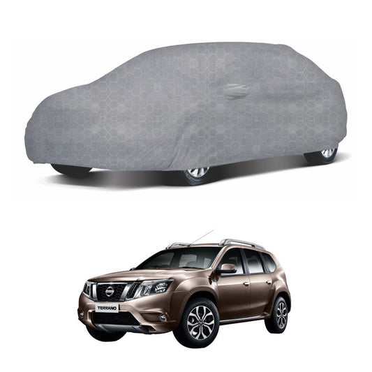 Oshotto 100% Dust Proof, Water Resistant Grey Car Body Cover with Mirror Pocket For Nissan Terrano