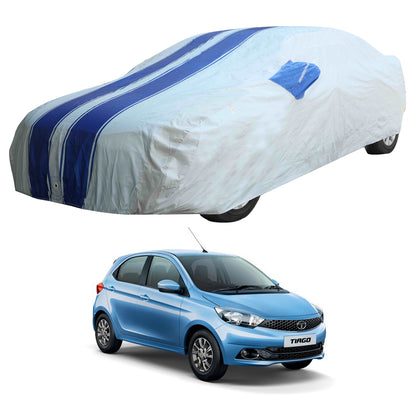 Oshotto 100% Blue dustproof and Water Resistant Car Body Cover with Mirror Pockets For Tata Tiago