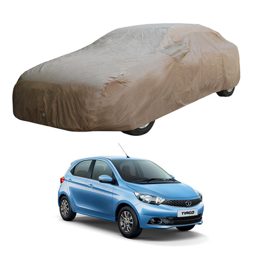 Oshotto Brown 100% Waterproof Car Body Cover with Mirror Pockets For Tata Tiago