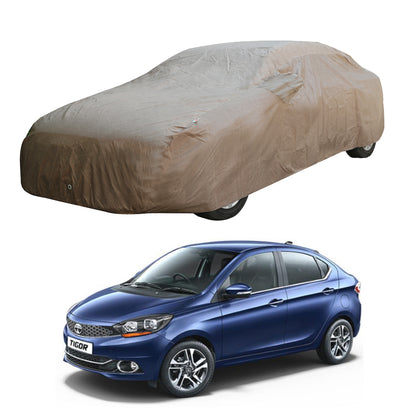 Oshotto Brown 100% Waterproof Car Body Cover with Mirror Pockets For Tata Tigor