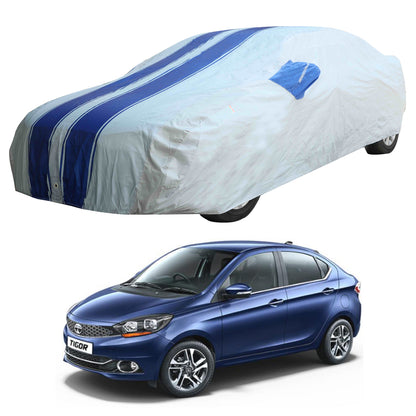 Oshotto 100% Blue dustproof and Water Resistant Car Body Cover with Mirror Pockets For Tata Tigor