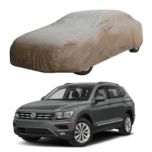 Oshotto Brown 100% Waterproof Car Body Cover with Mirror Pockets For Volkswagen Tiguan