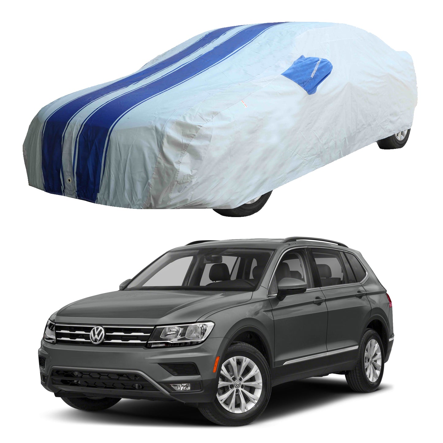 Oshotto 100% Blue dustproof and Water Resistant Car Body Cover with Mirror Pockets For Volkswagen Tiguan