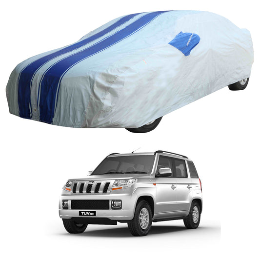 Oshotto 100% Blue dustproof and Water Resistant Car Body Cover with Mirror Pockets For Mahindra Tuv-300