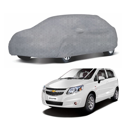 Oshotto 100% Dust Proof, Water Resistant Grey Car Body Cover with Mirror Pocket For Chevrolet Uva Old/UVA SAIL