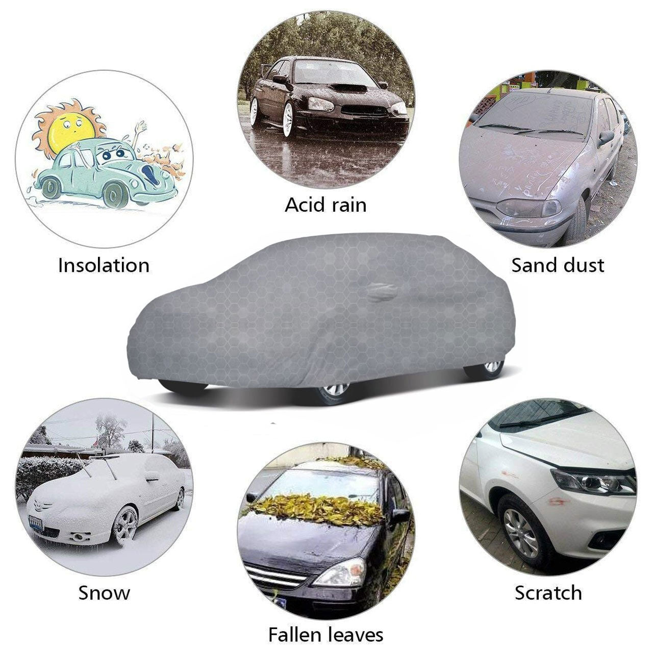 Oshotto 100% Dust Proof, Water Resistant Grey Car Body Cover with Mirror Pocket For Mitsubishi Lancer/Cedia