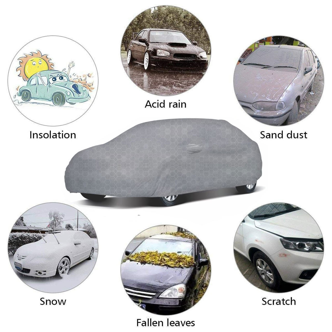 Oshotto 100% Dust Proof, Water Resistant Grey Car Body Cover with Mirror Pocket For Mercedes Benz GLC