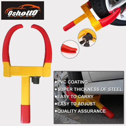 Oshotto Heavy Duty Anti Theft Wheel Tyre Lock Clamp (Red, Yellow)