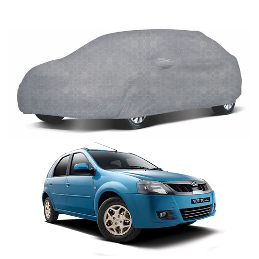 Oshotto 100% Dust Proof, Water Resistant Grey Car Body Cover with Mirror Pocket For Mahindra Verito/Verito Vibe