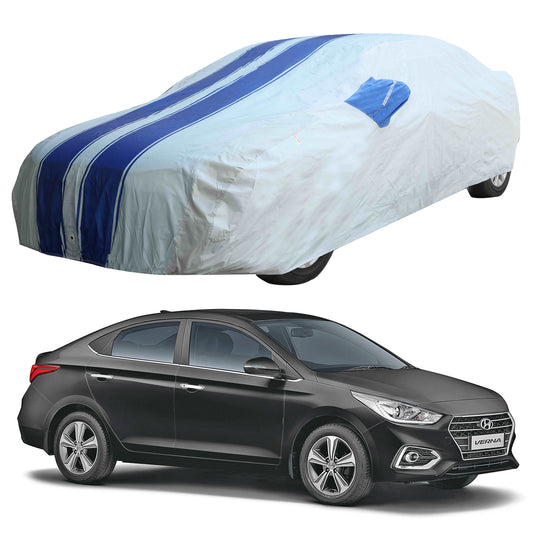 Oshotto 100% Blue dustproof and Water Resistant Car Body Cover with Mirror Pockets For Hyundai Verna Old