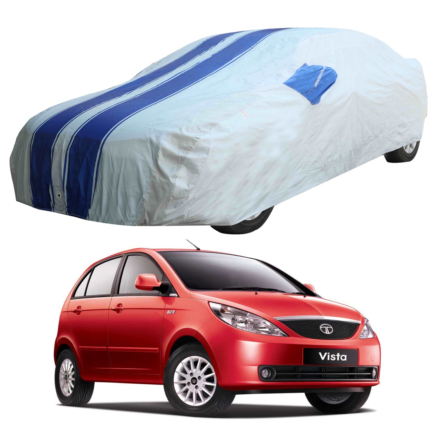 Oshotto 100% Blue dustproof and Water Resistant Car Body Cover with Mirror Pockets For Tata Vista
