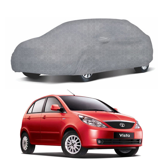 Oshotto 100% Dust Proof, Water Resistant Grey Car Body Cover with Mirror Pocket For Tata Vista