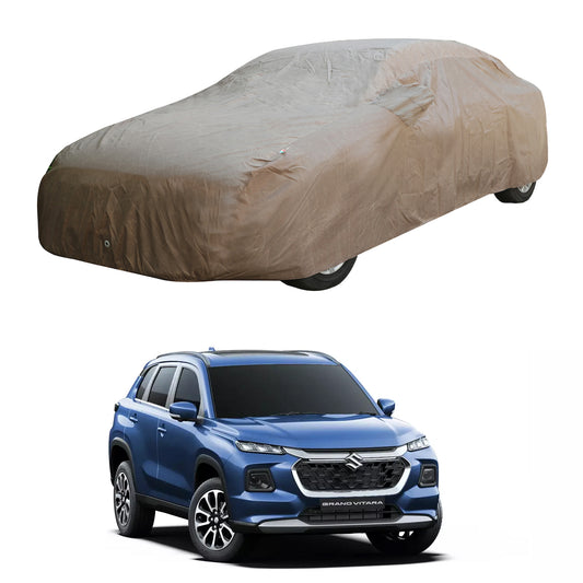 Oshotto Brown 100% Waterproof Car Body Cover with Mirror Pockets For Maruti Suzuki Grand Vitara 2022 Onwards