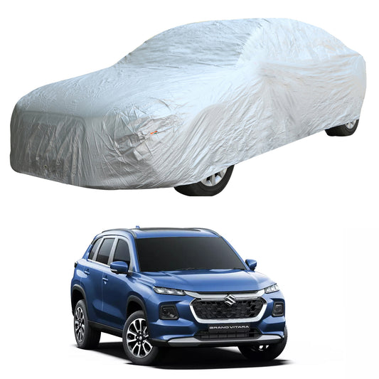 Oshotto Silvertech Car Body Cover (Without Mirror Pocket) For Maruti Suzuki Grand Vitara 2022 Onwards - Silver