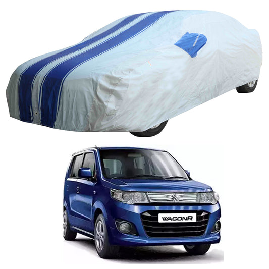 Oshotto 100% Blue dustproof and Water Resistant Car Body Cover with Mirror Pockets For Maruti Suzuki WagonR 2010-2018