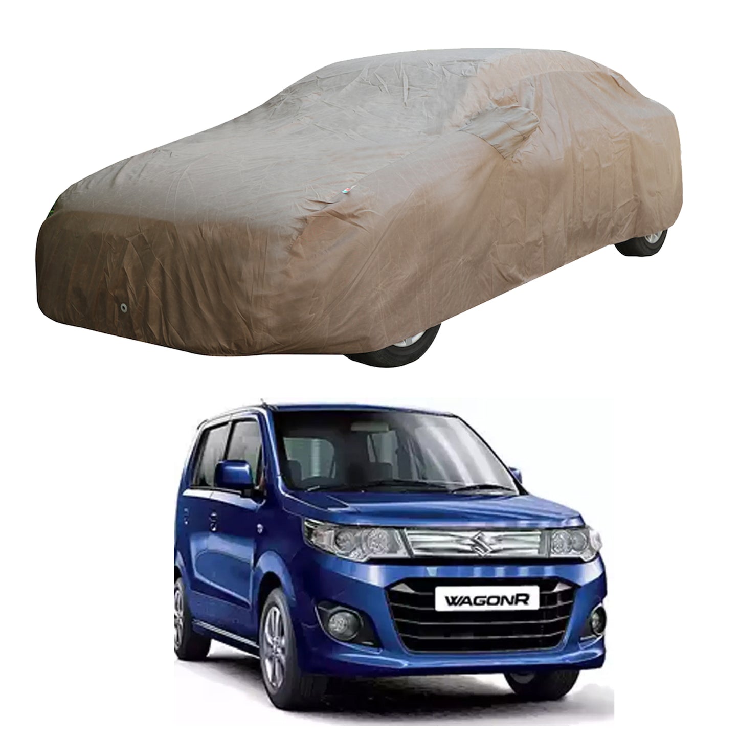 Oshotto Brown 100% Waterproof Car Body Cover with Mirror Pockets For Maruti Suzuki WagonR 2010-18