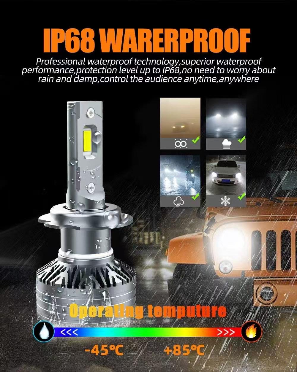 Oshotto H4 150W High Power Car LED Bulbs 7500Lm 6500K Car Headlight Bulb Halogen Replacement - Superior Brightness, Cool White Light