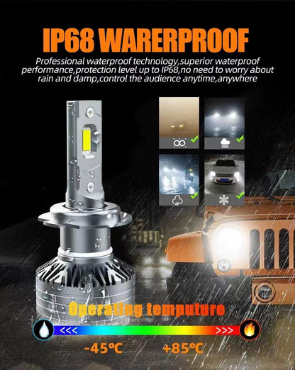 Oshotto H4 150W High Power Car LED Bulbs 7500Lm 6500K Car Headlight Bulb Halogen Replacement - Superior Brightness, Cool White Light