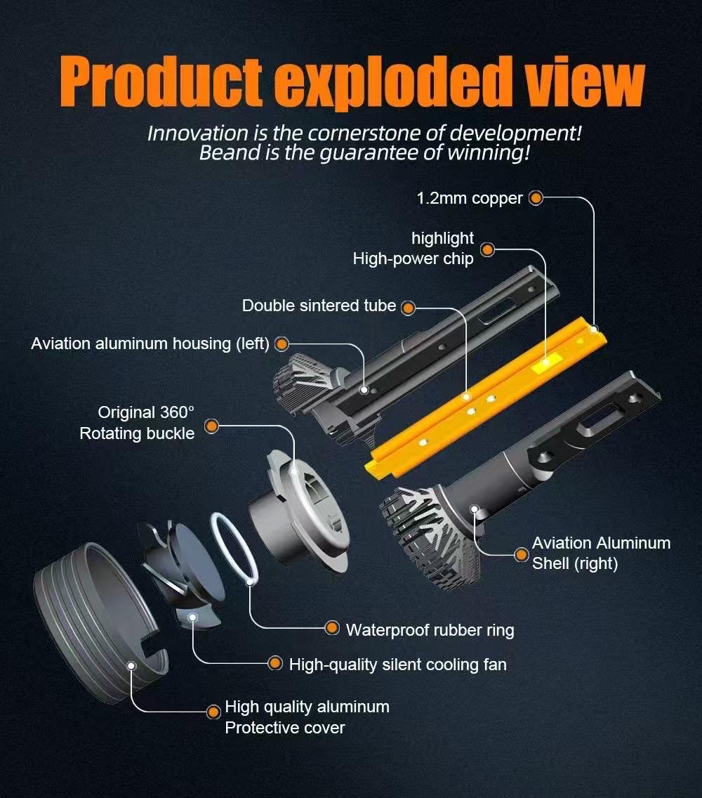 Oshotto H4 150W High Power Car LED Bulbs 7500Lm 6500K Car Headlight Bulb Halogen Replacement - Superior Brightness, Cool White Light