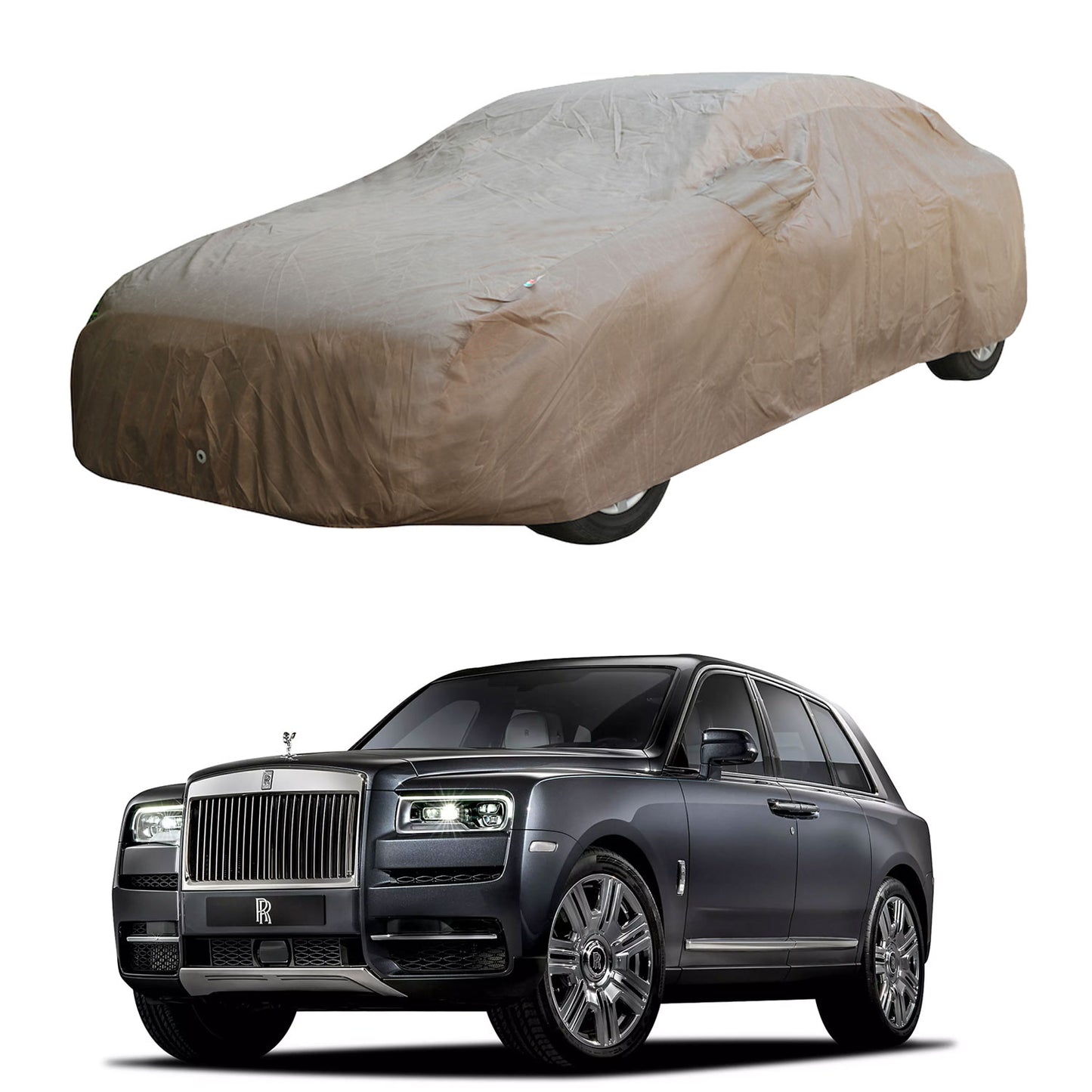 Oshotto Brown 100% Waterproof Car Body Cover with Mirror Pockets For Rolls Royce Cullinan