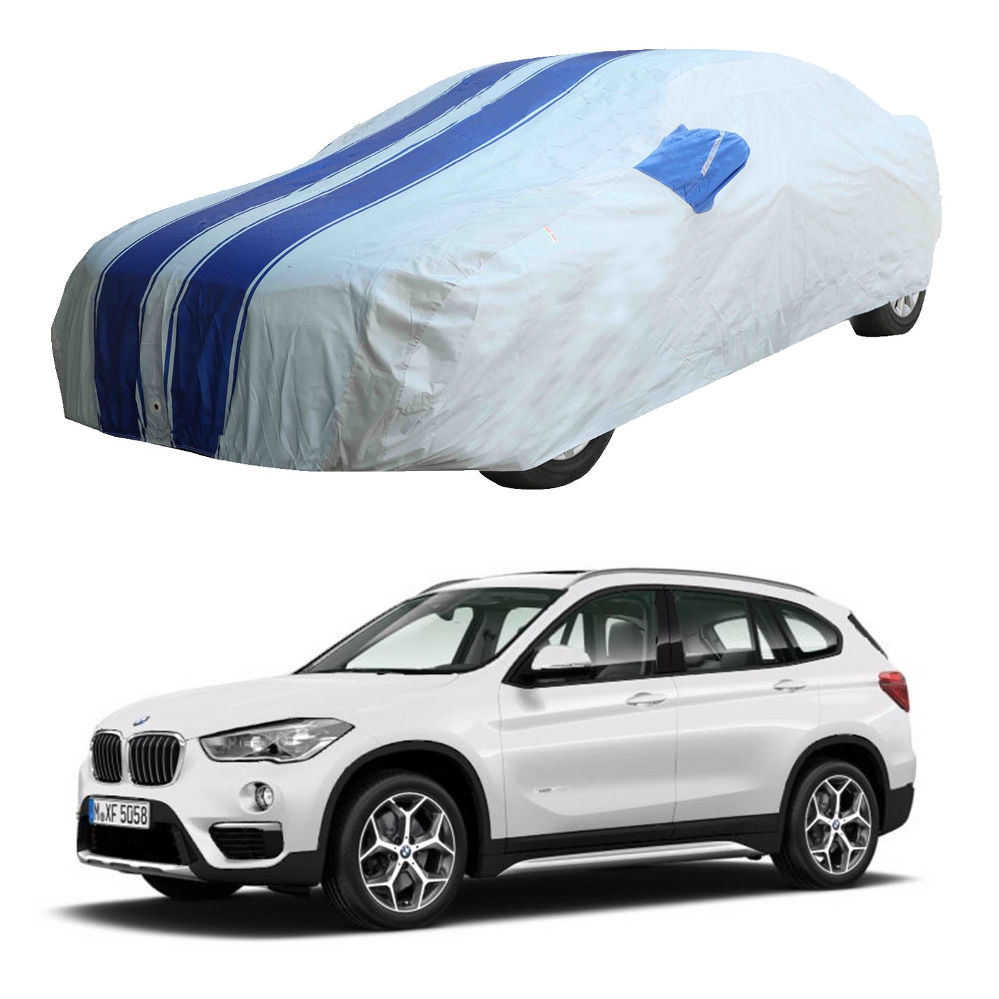 Oshotto 100% Blue dustproof and Water Resistant Car Body Cover with Mirror Pockets For BMW X1
