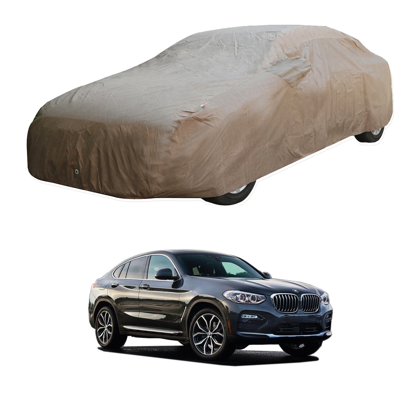 Oshotto Brown 100% Waterproof Car Body Cover with Mirror Pockets For BMW X4