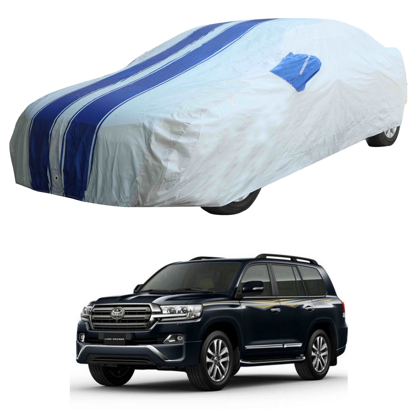 Oshotto 100% Blue dustproof and Water Resistant Car Body Cover with Mirror Pockets For Toyota Land Cruiser 200