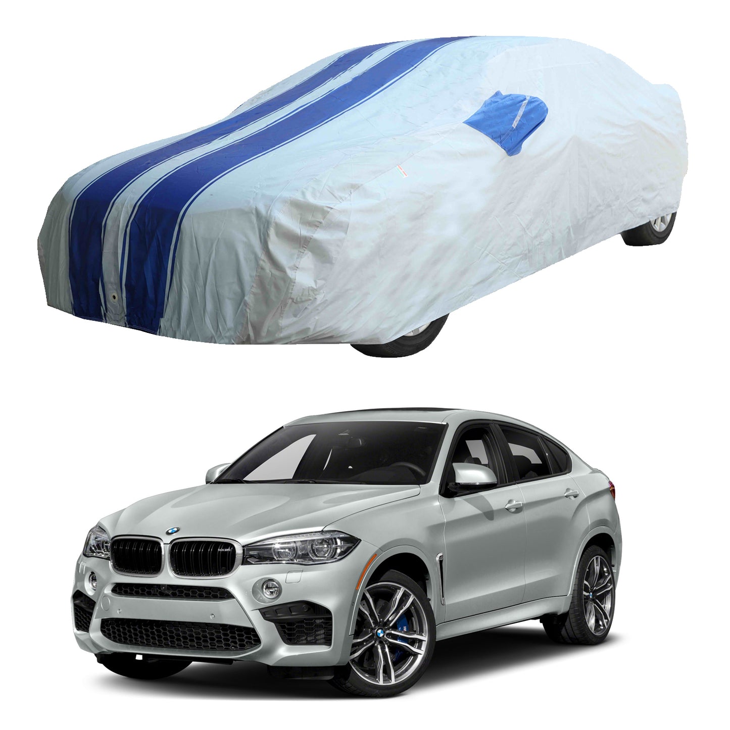 Oshotto 100% Blue dustproof and Water Resistant Car Body Cover with Mirror Pockets For BMW X6