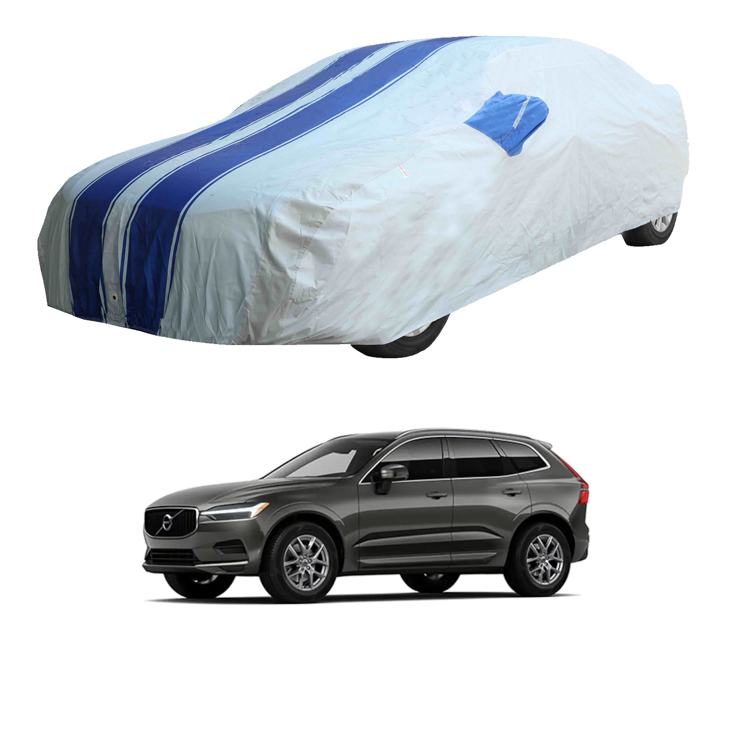 Oshotto 100% Blue dustproof and Water Resistant Car Body Cover with Mirror Pockets For Volvo XC60