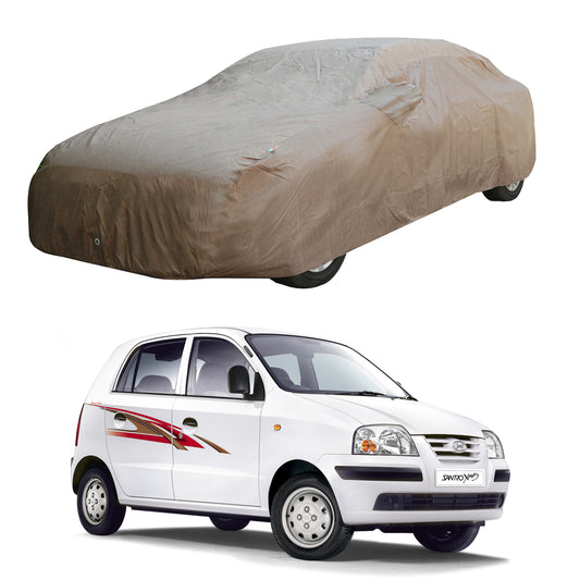 Oshotto Brown 100% Waterproof Car Body Cover with Mirror Pockets For Hyundai Santro Xing Old