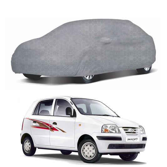 Oshotto 100% Dust Proof, Water Resistant Grey Car Body Cover with Mirror Pocket For Hyundai Santro Xing Old