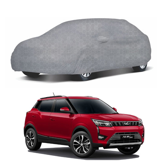 Oshotto 100% Dust Proof, Water Resistant Grey Car Body Cover with Mirror Pocket For Mahindra XUV-300