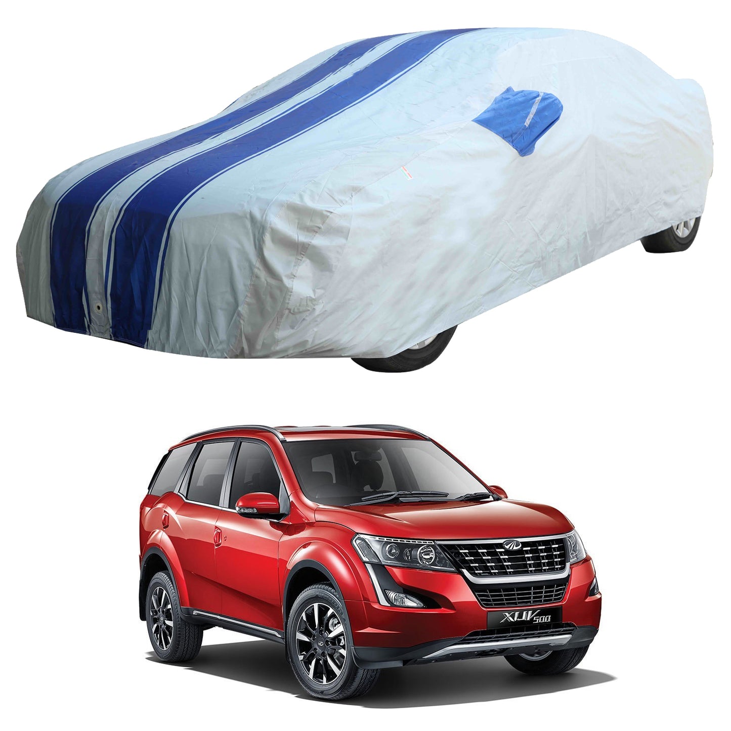 Oshotto 100% Blue dustproof and Water Resistant Car Body Cover with Mirror Pockets For Mahindra XUV-500