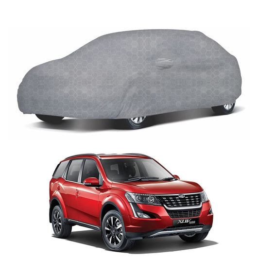 Oshotto 100% Dust Proof, Water Resistant Grey Car Body Cover with Mirror Pocket For Mahindra XUV-500