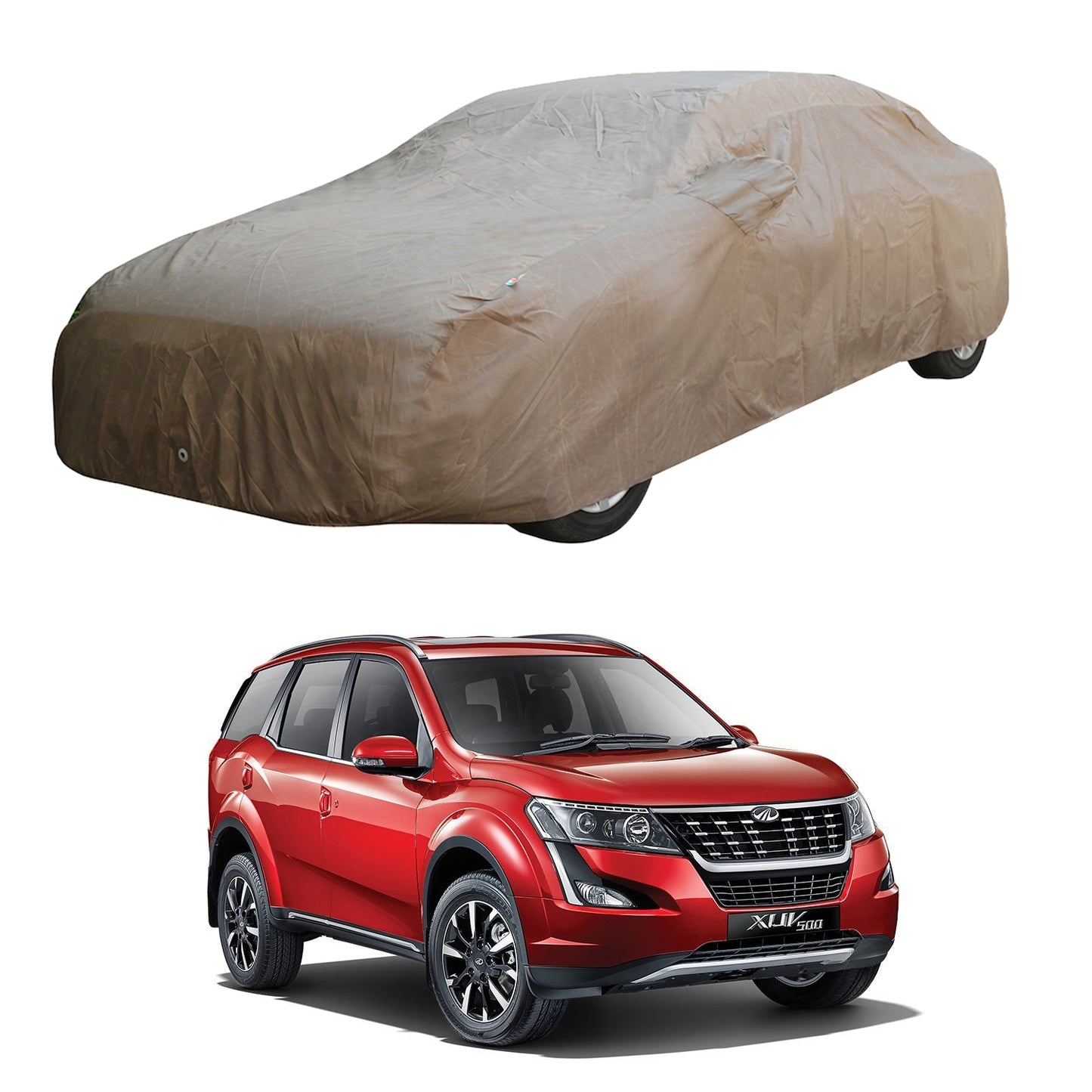 Oshotto Brown 100% Waterproof Car Body Cover with Mirror Pockets For Mahindra XUV-500