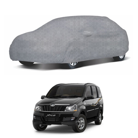 Oshotto 100% Dust Proof, Water Resistant Grey Car Body Cover with Mirror Pocket For Mahindra Xylo/Quanto