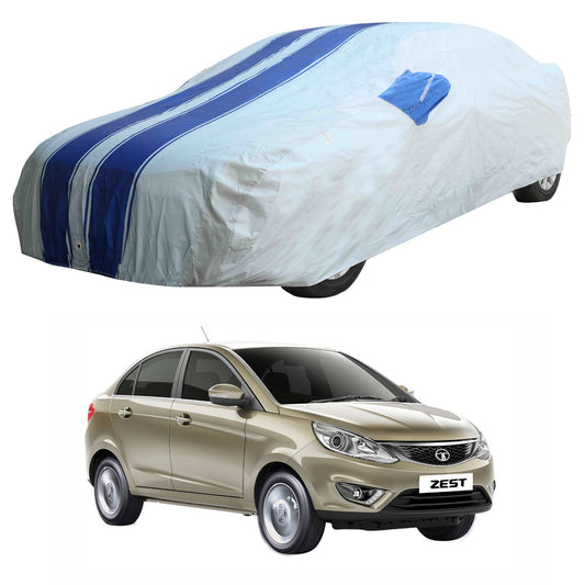 Oshotto 100% Blue dustproof and Water Resistant Car Body Cover with Mirror Pockets For Tata Zest