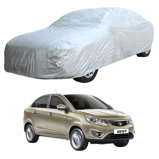 Oshotto Silvertech Car Body Cover (Without Mirror Pocket) For Tata Zest - Silver