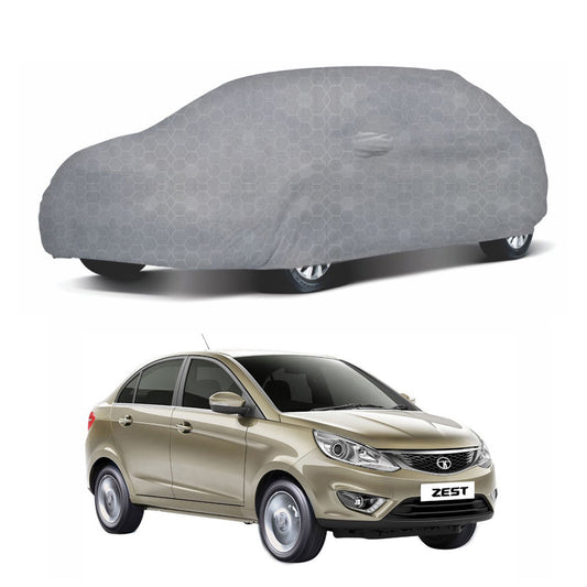 Oshotto 100% Dust Proof, Water Resistant Grey Car Body Cover with Mirror Pocket For Tata Zest