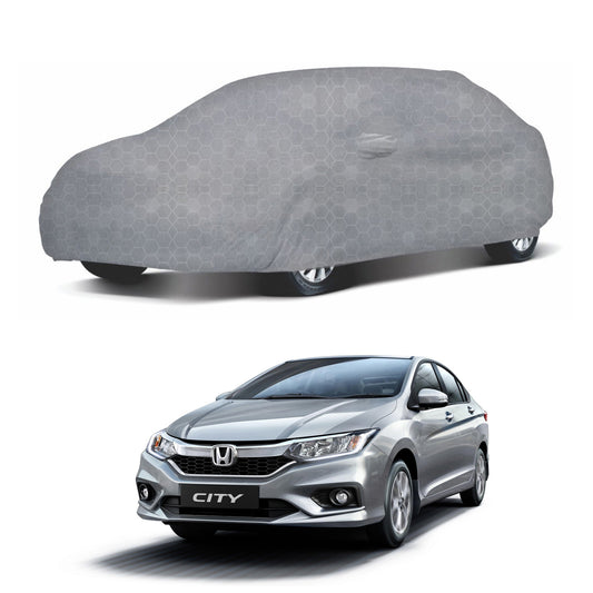 Oshotto 100% Dust Proof, Water Resistant Grey Car Body Cover with Mirror Pocket For Honda City Old/ZX