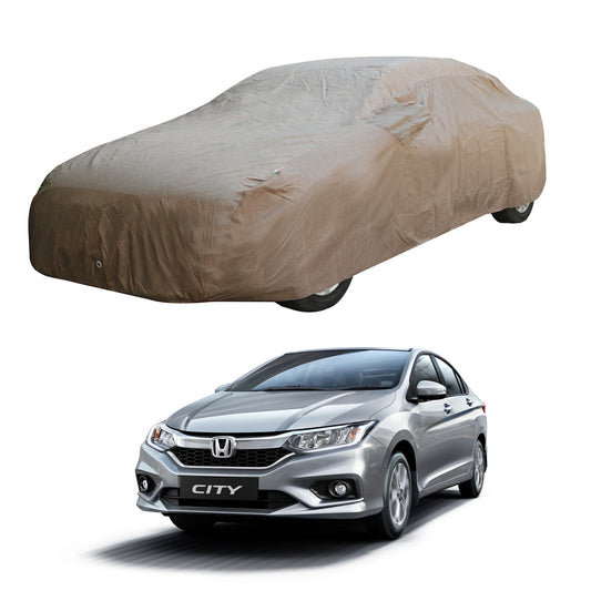 Oshotto Brown 100% Waterproof Car Body Cover with Mirror Pockets For Honda City Old/ZX