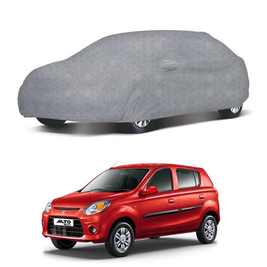 Oshotto 100% Dust Proof, Water Resistant Grey Car Body Cover with Mirror Pocket For Maruti Suzuki Alto 800