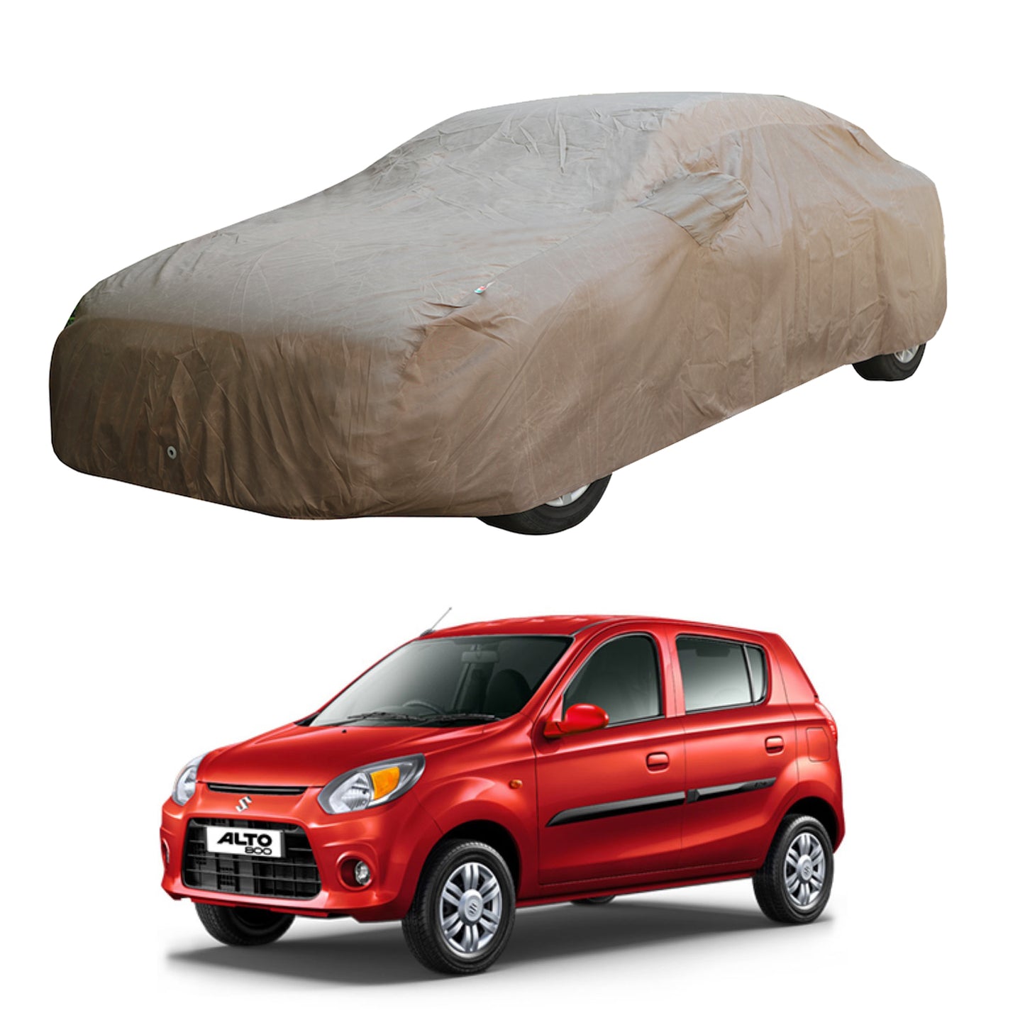 Oshotto Brown 100% Waterproof Car Body Cover with Mirror Pockets For Maruti Suzuki Alto-800