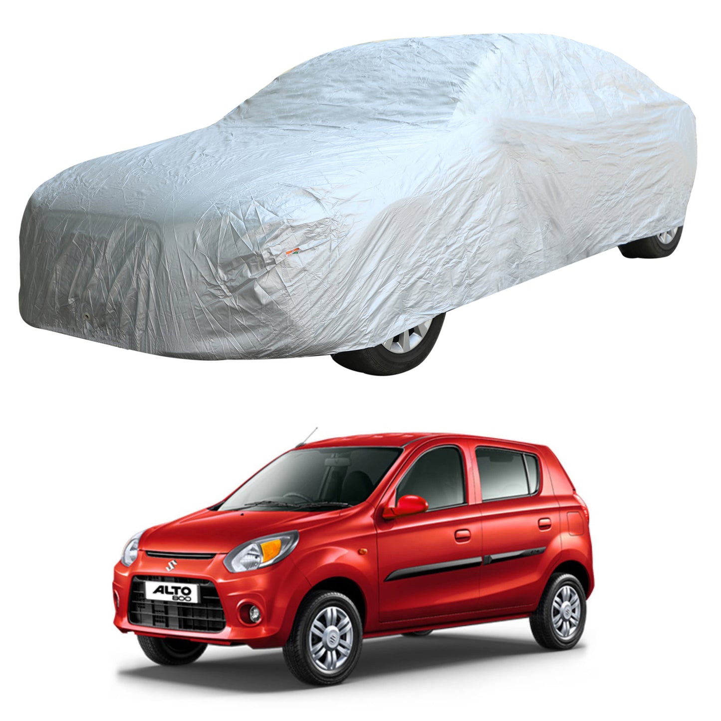 Oshotto Silvertech Car Body Cover (Without Mirror Pocket) For Maruti Suzuki Alto-800 - Silver